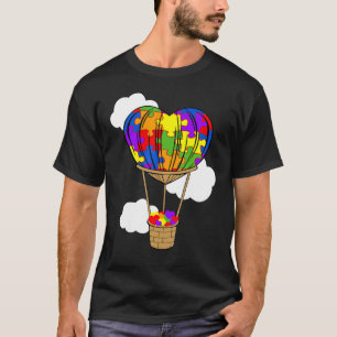 Camiseta Baloão de Ar Autismo Conscientização Coração Puzzl