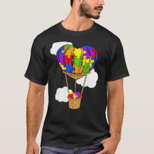 Camiseta Baloão de Ar Autismo Conscientização Coração Puzzl