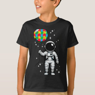 Camiseta Baloão de astronauta autismo quebra-cabeça fofo co