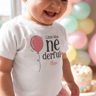 Camiseta Baloão de primeiro aniversário da adorável meninin