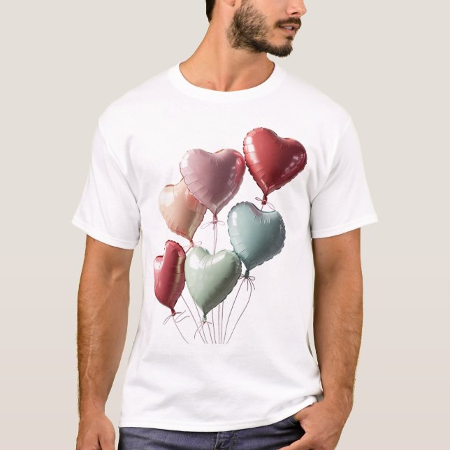 Camiseta 🎈 Balões Cardíacos 3D impressionantes: Perfeitos  (Frente)