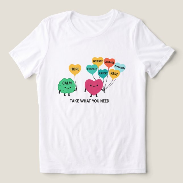 Camiseta Balões de Apoio à Saúde Mental (Design frontal)