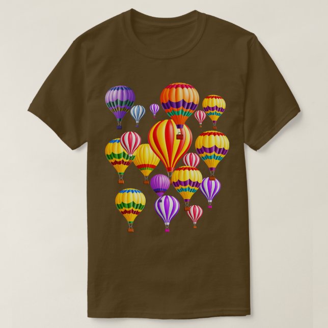Camiseta Balões de ar quente coloridos (Frente do Design)