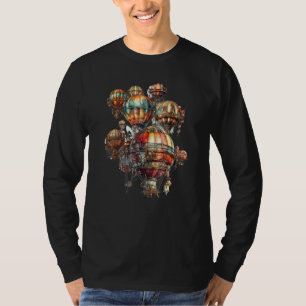 Camiseta Balões de ar quente Steampunk Balões de cores aquo
