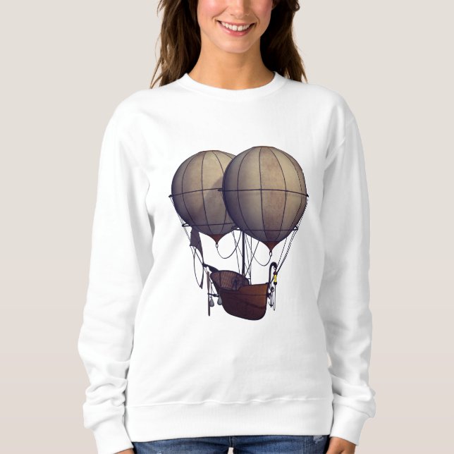 Camiseta Balões de Ar Quente Steampunk com Navio (Frente)