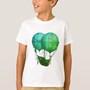 Camiseta Balões de Ar Quente Steampunk com Verde Navio