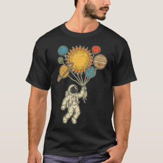 Camiseta Balões de Astronauta Planetas Astronomia Fã Univer