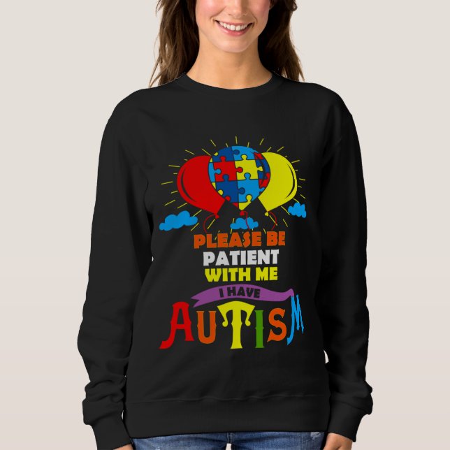 Camiseta Balões De Autismo Bonitos, Por Favor, Sejam Pacien (Frente)