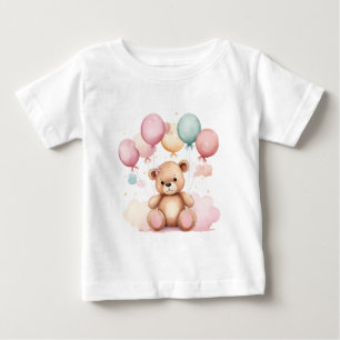 Camiseta Balões de Chá de fraldas de Aquarela Cuja Teddy Be