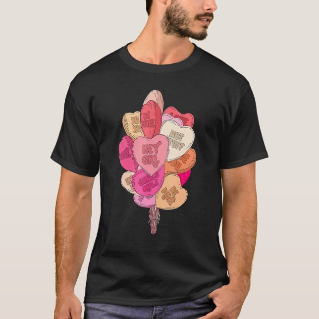 Camiseta Balões de feliz dia de os namorados Cardíaco Doce  (Frente)