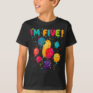 Camiseta Baloes de festa de aniversário de cinco anos feliz