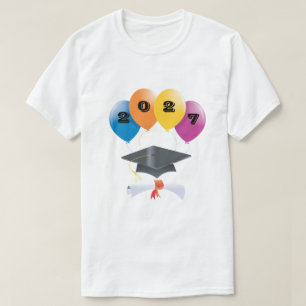 Camiseta Balões de Formatura da Turma de 2027 Gorro de Dipl