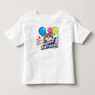 Camiseta Balões de Gato de Aniversário - Feliz Aniversário