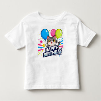 Camiseta Balões de Gato de Aniversário - Feliz Aniversário