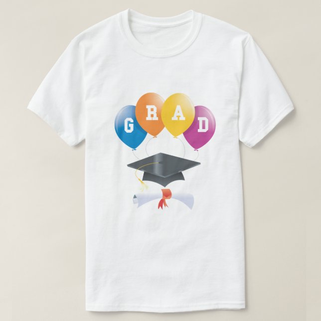 Camiseta Balões de Graduação Formando Boné de Diploma T-Shi (Frente do Design)