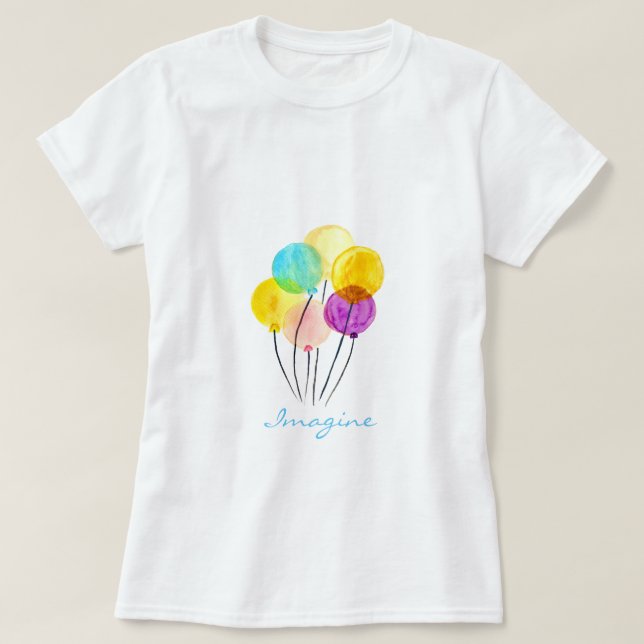 Camiseta Balões de imaginação de pastos bonitos (Frente do Design)