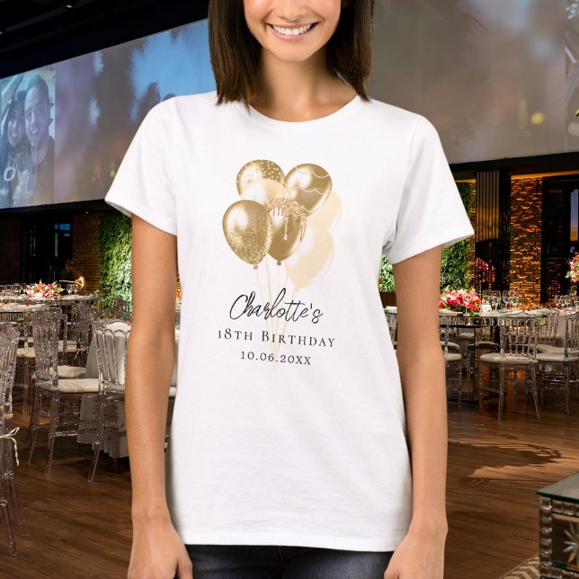Camiseta Balões de ouro de aniversário (Criador carregado)