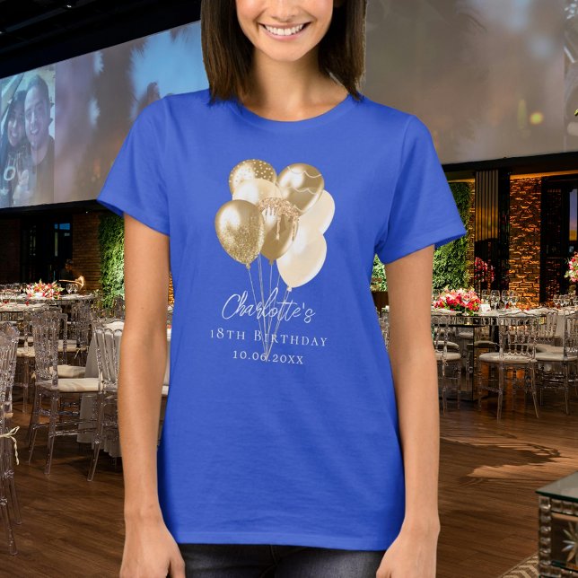 Camiseta Balões de ouro de aniversário (Criador carregado)