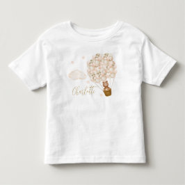 Camiseta Balões de Urso de Pelúcia Dourado Letra Cursiva