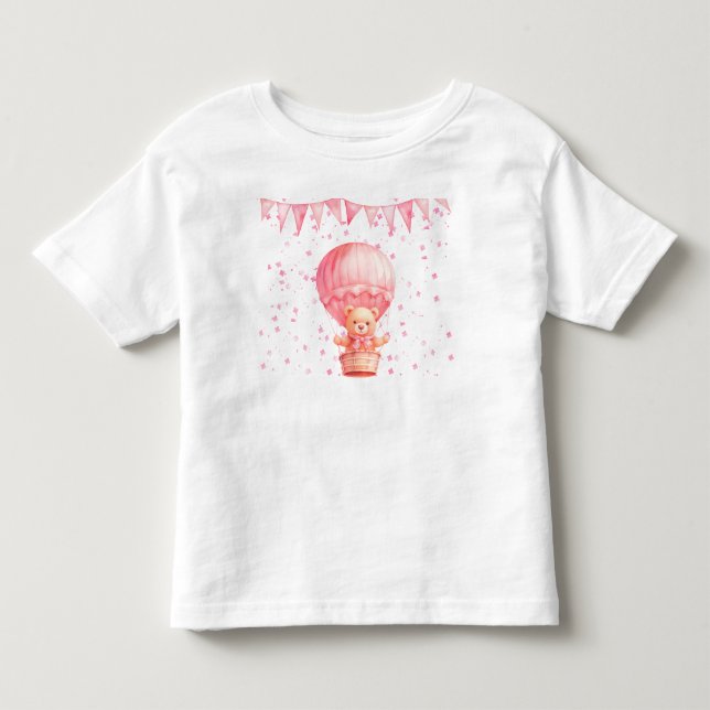Camiseta Balões de Urso de Pelúcia Rosa  (Frente)