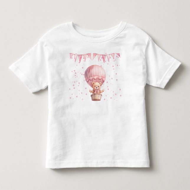 Camiseta Balões de Urso de Pelúcia Rosa  (Frente)