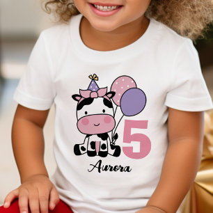 Camiseta Balões de Vaca de Aniversário de 5 Menina Personal