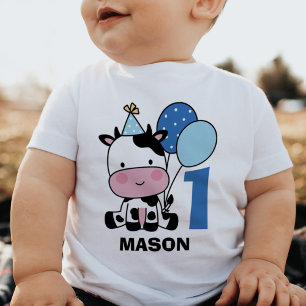 Camiseta Balões de Vaca de primeiro aniversario Bonito Pers