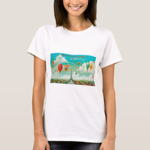Camiseta Balões de vintagem PixDezines/eiffel/paris