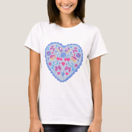 Camiseta Balões & Doces Guloseimas Gingham Coração