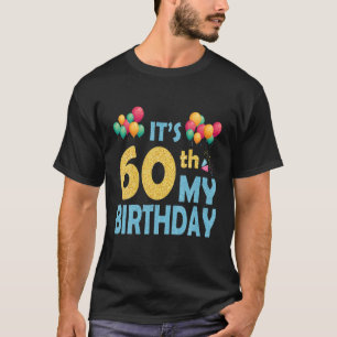 Camiseta Balões é o 60º aniversário do meu feliz aniversári