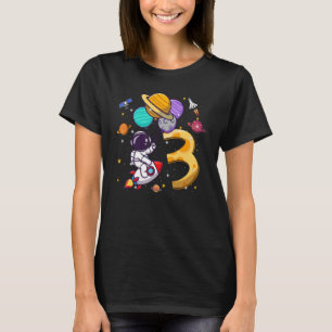 Camiseta Balões Espaciais aniversário de 3 anos Astronautas