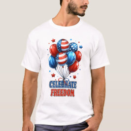 Camiseta Balões para Celebrar a Liberdade, Vermelho Branco 