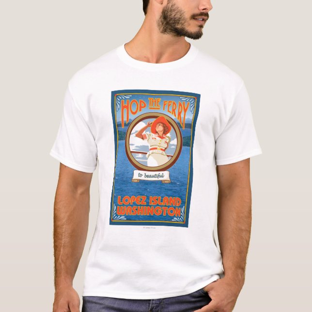 Camiseta Balsa da equitação da mulher - ilha de López, (Frente)