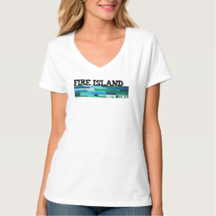 Camiseta Balsa da táxi aquático groovy blues verdes da Ilha