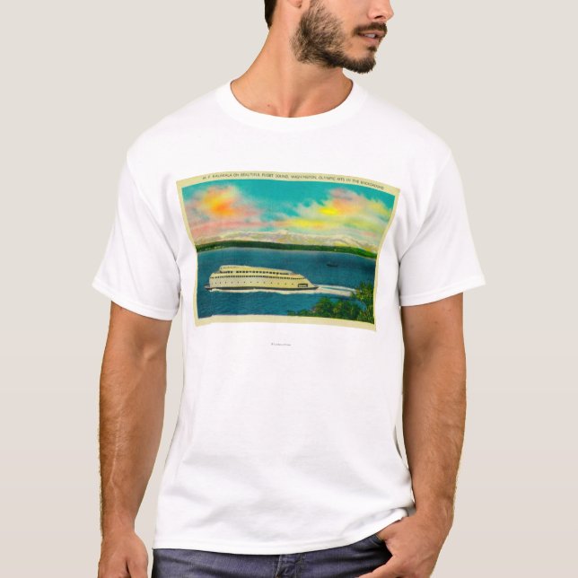 Camiseta Balsa de Kalakala, Puget Sound, montanhas (Frente)