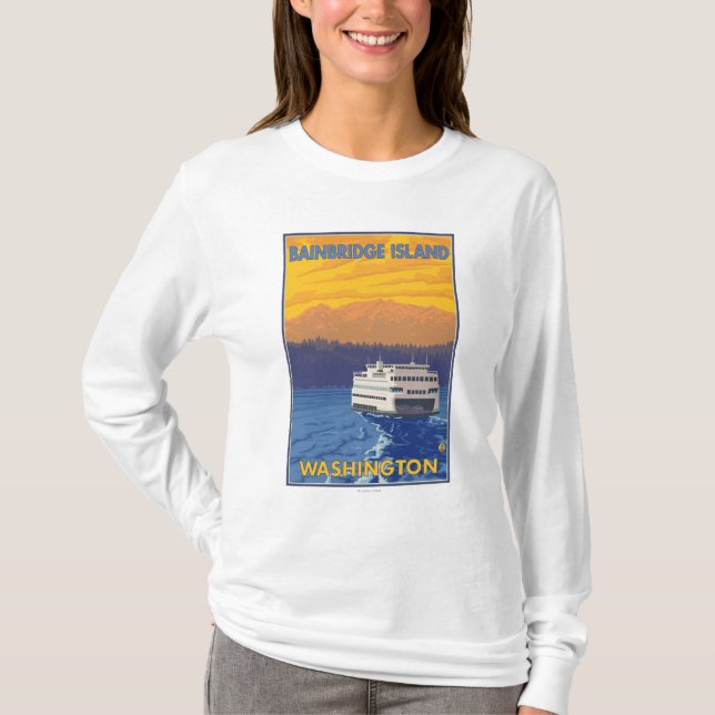 Camiseta Balsa e montanhas - ilha de Bainbridge, WA (Frente)