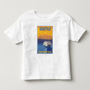 Camiseta Balsa e montanhas - Seattle, Washington