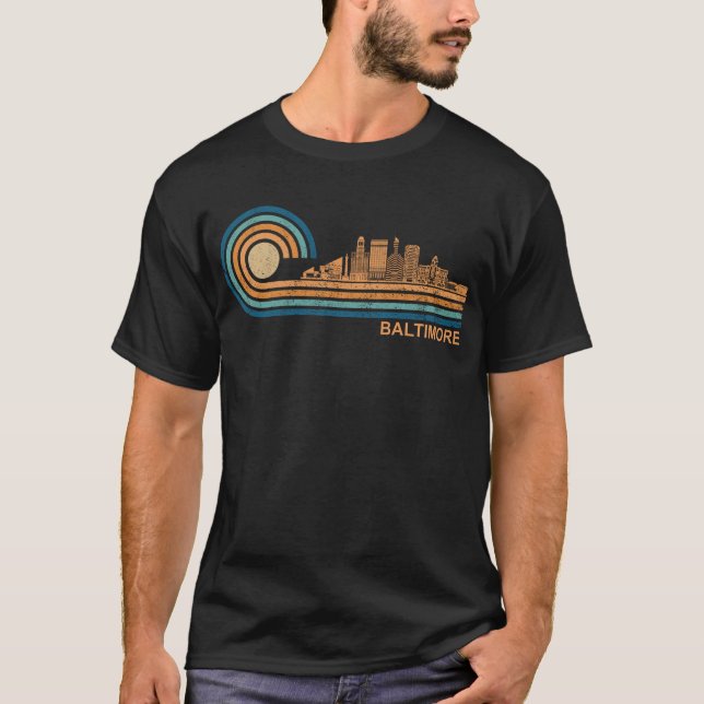 Camiseta Baltimore Skyline Retro Baltimore Fan Maryland (Frente)
