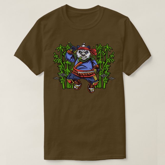 Camiseta Bamboo Kung Fu Ninja Panda Bear Samurai Sword Mart (Frente do Design)