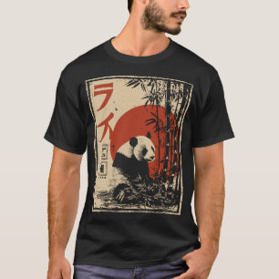 Camiseta Bamboo Panda - Vida Selvagem do Sol Vermelho Japon