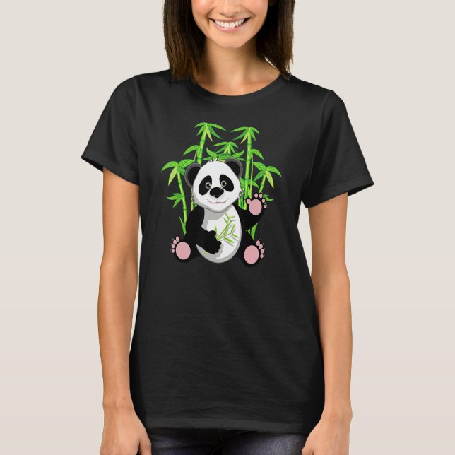 Camiseta Bambu Comido Panda Cuja Boca É Comida Em Animais D (Frente)
