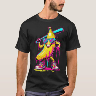 Camiseta Banana Com Taco de Beisebol Rua Engraçado Beisebol
