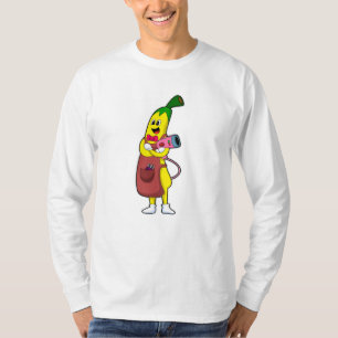 Camiseta Banana como cabeleireiro com secador de cabelo