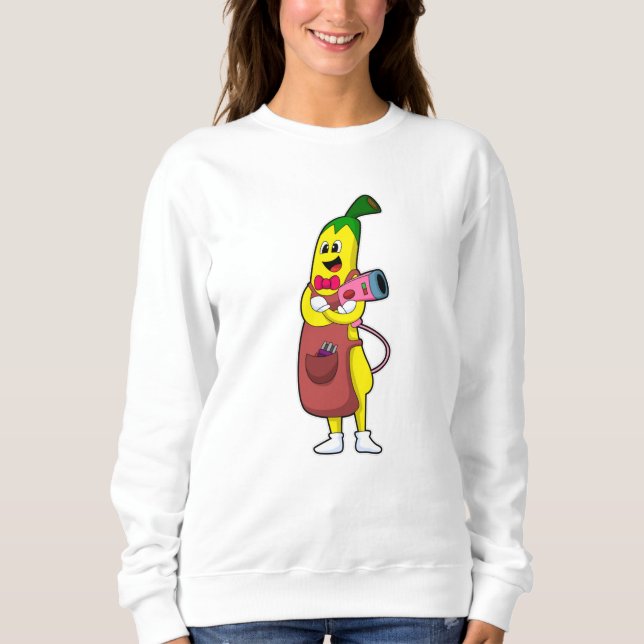Camiseta Banana como cabeleireiro com secador de cabelo (Frente)