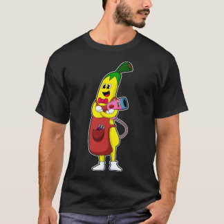 Camiseta Banana como cabeleireiro com secador de cabelo