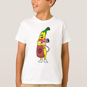 Camiseta Banana como cabeleireiro com secador de cabelo