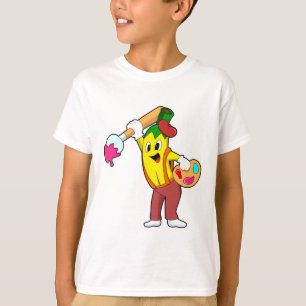 Camiseta Banana como Pincel com Pincel de Tinta
