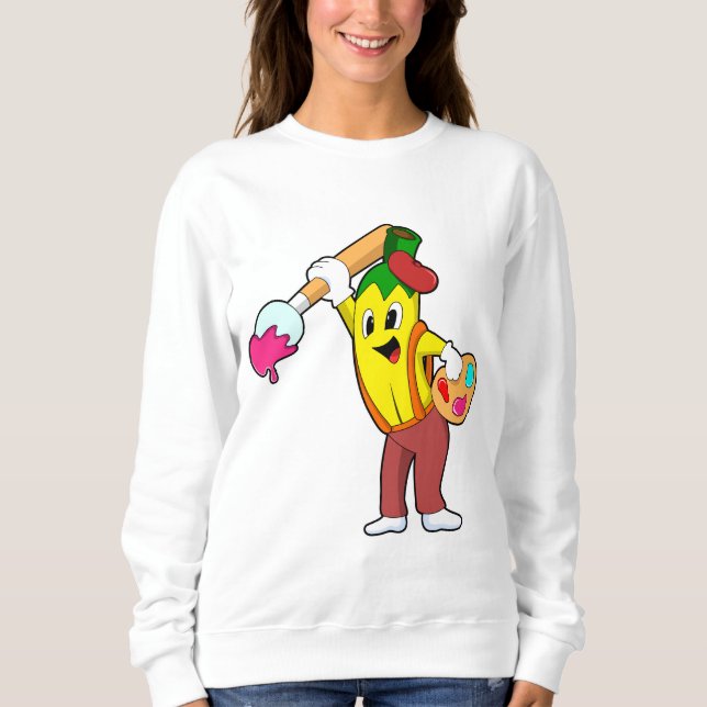Camiseta Banana como Pincel com Pincel de Tinta (Frente)