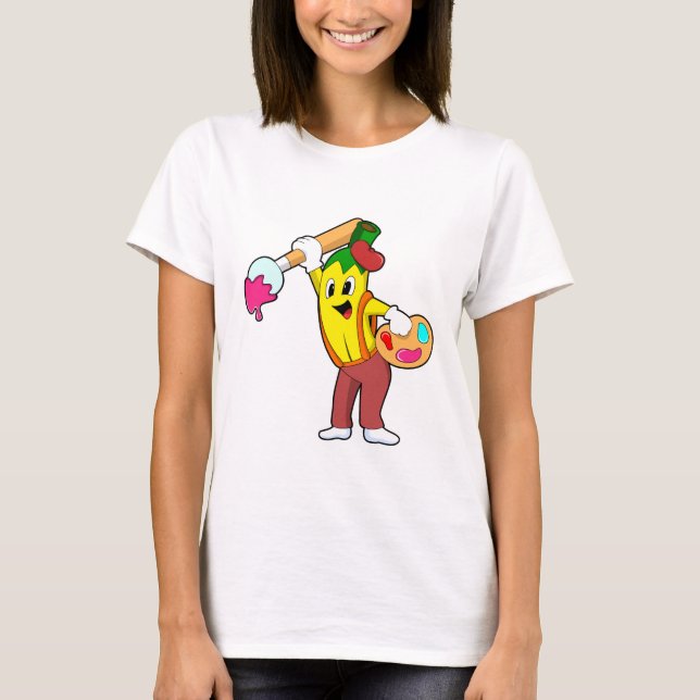 Camiseta Banana como Pincel com Pincel de Tinta (Frente)