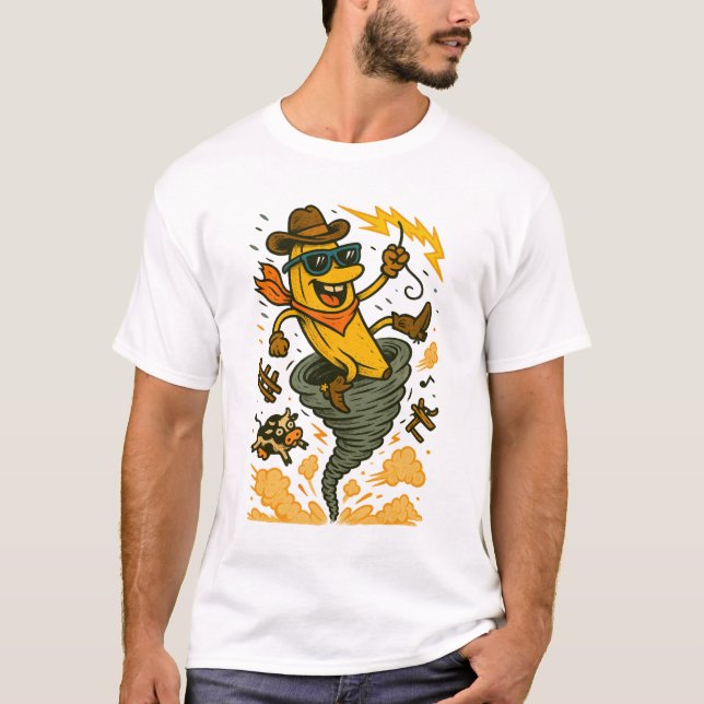 Camiseta Banana Cowboy Andando Tornado (Frente)